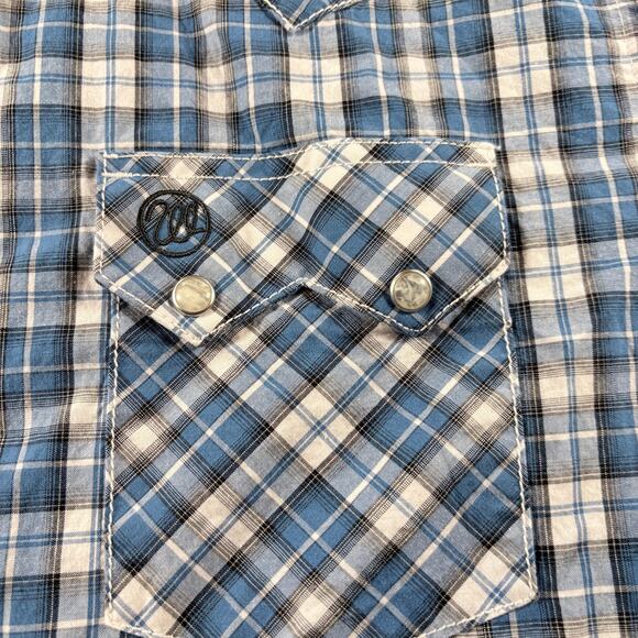 Wrangler Retro Western Plaid Pearl Snap Long Sleeve Shirt Sz L - Picture 6 of 9